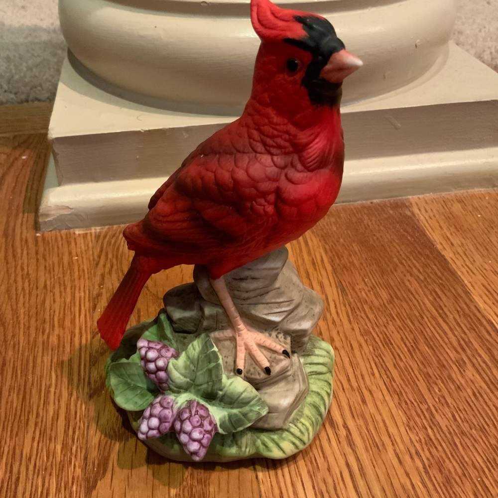 Red Bird Floral Lilac Signed J Byron